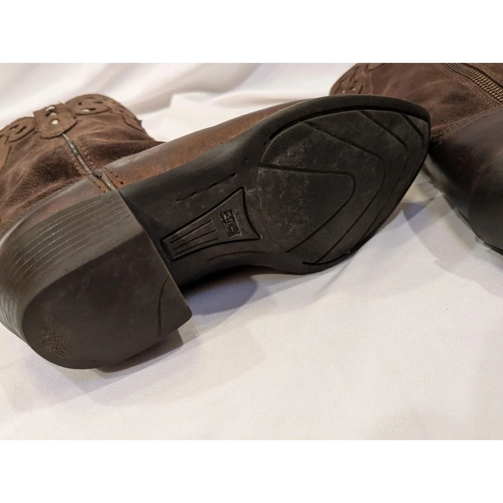 Ariat Boots Kids Size 11 Brown Leather Western Zip Cowboy Style 10010913